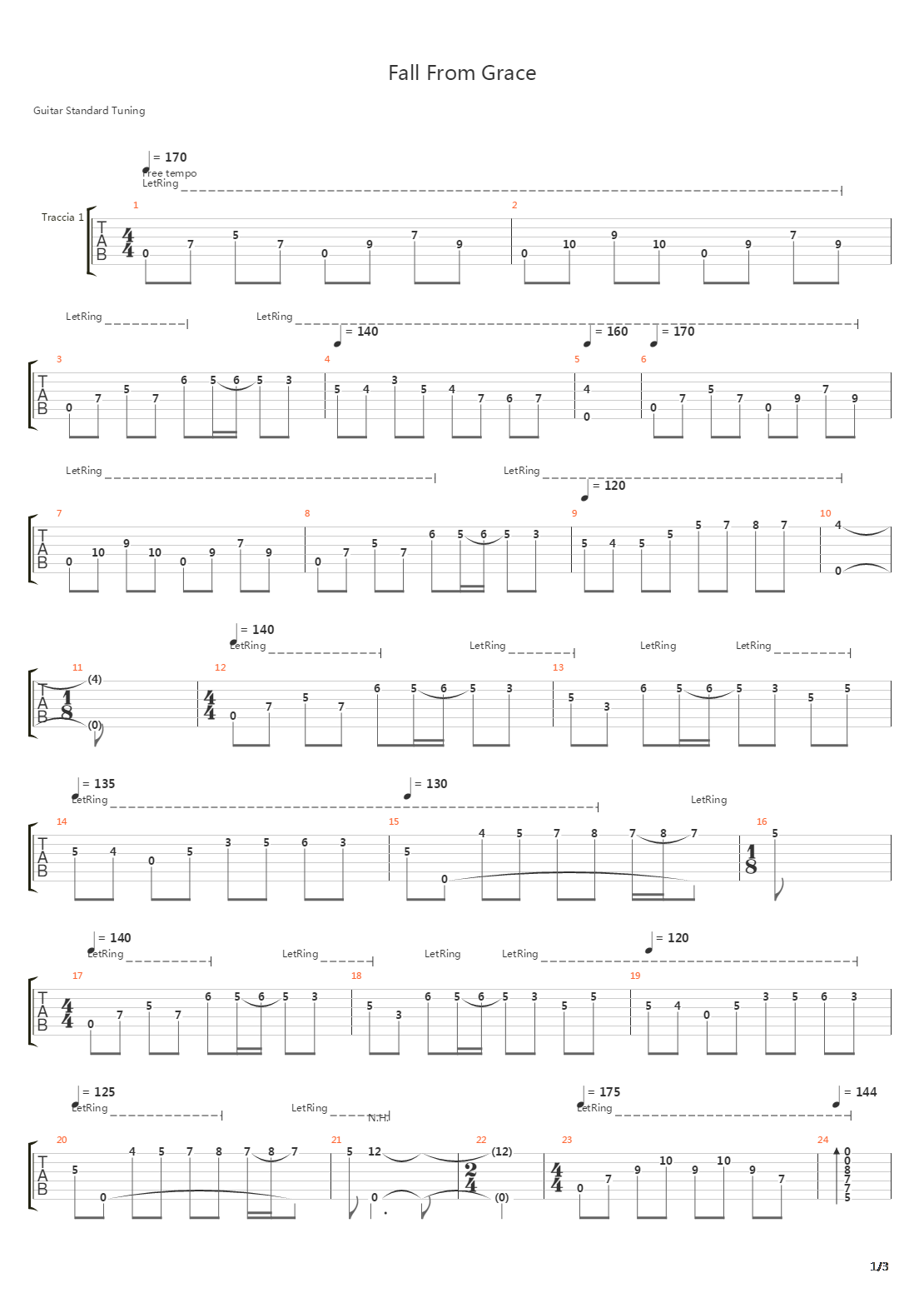 Fall From Grace吉他谱