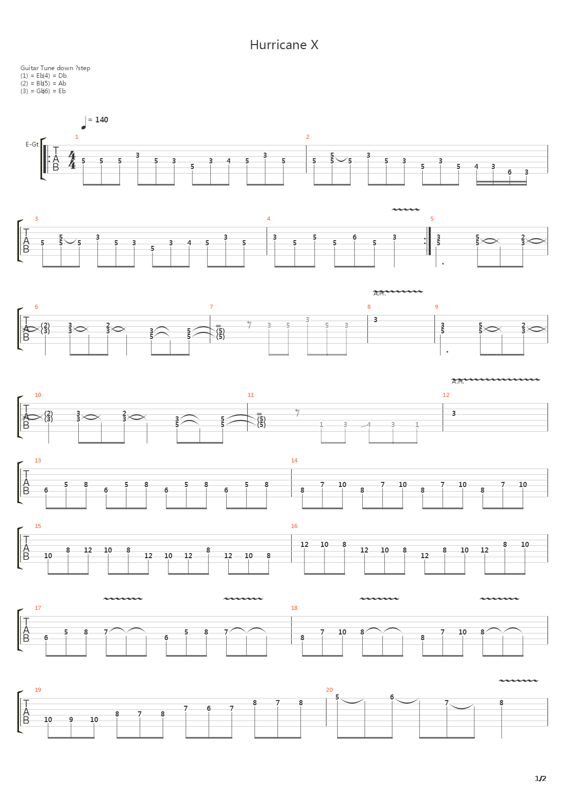 Hurricane X吉他谱