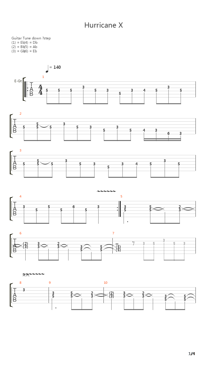 Hurricane X吉他谱