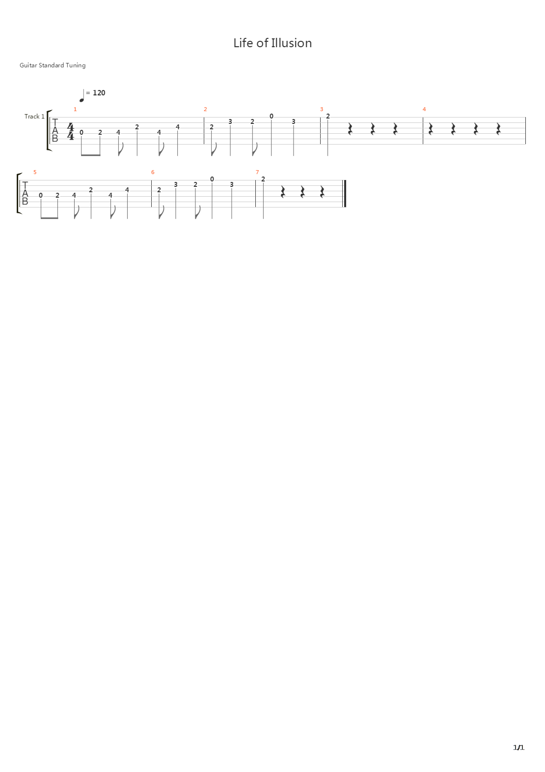 Life Of Illusion吉他谱