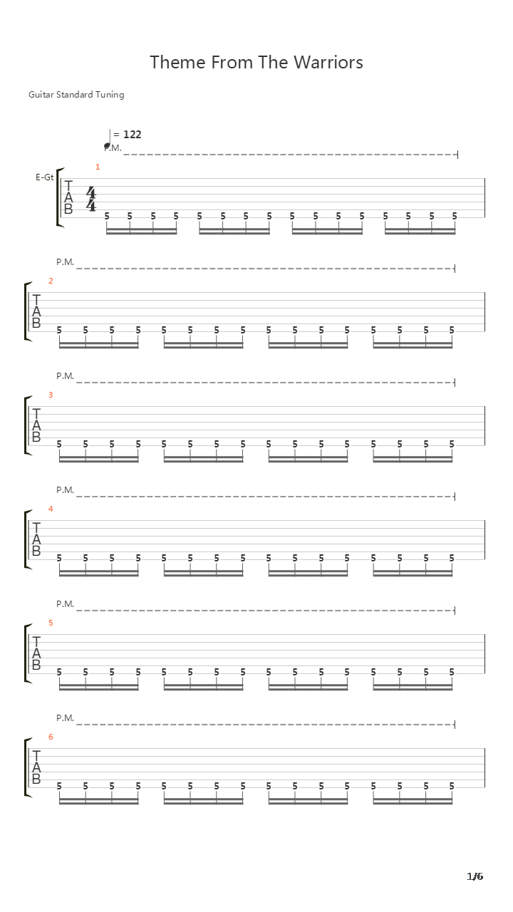 Theme From The Warriors吉他谱