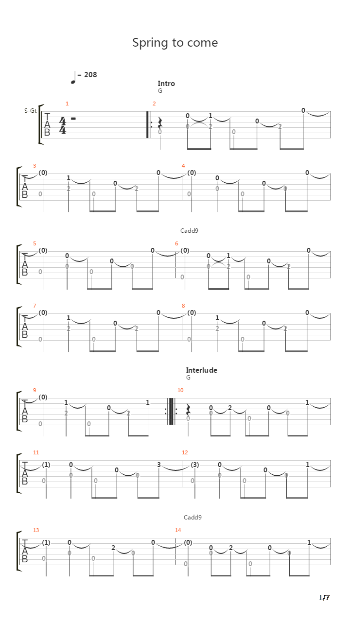 Spring To Come吉他谱