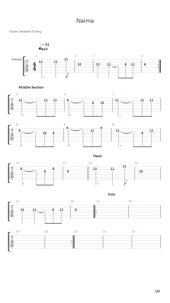 Naima吉他谱