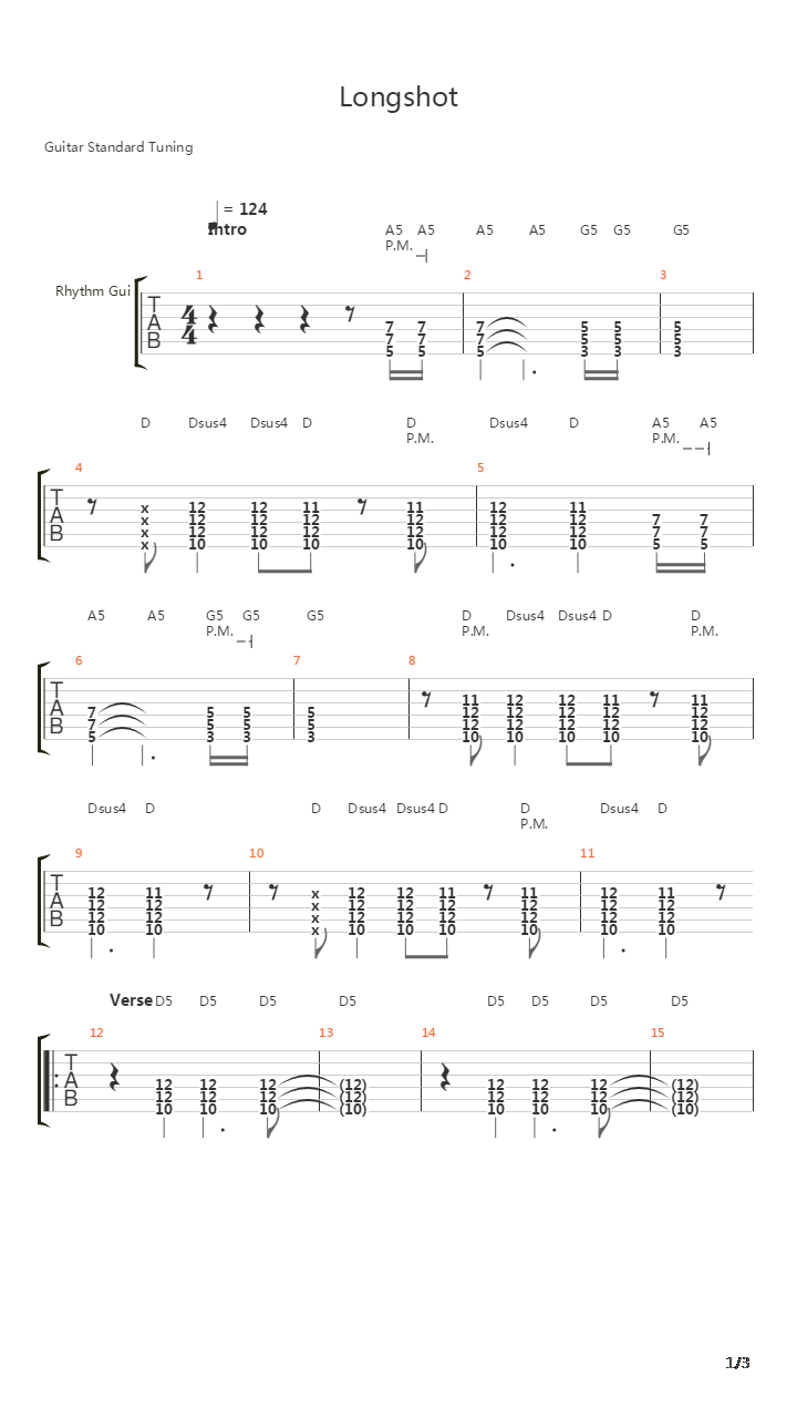 Longshot吉他谱