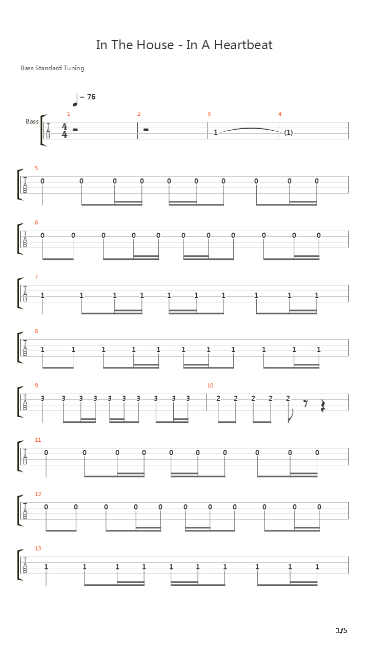 In The House In A Heartbeat吉他谱
