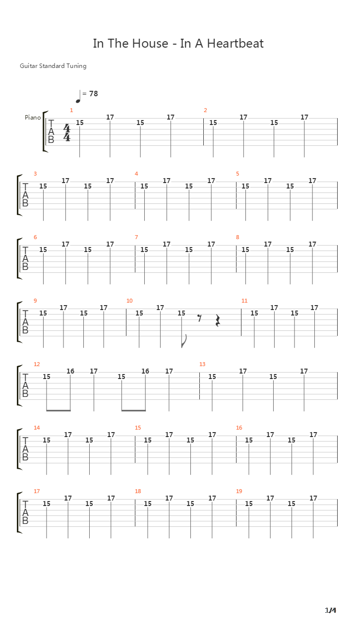 In The House In A Heartbeat吉他谱