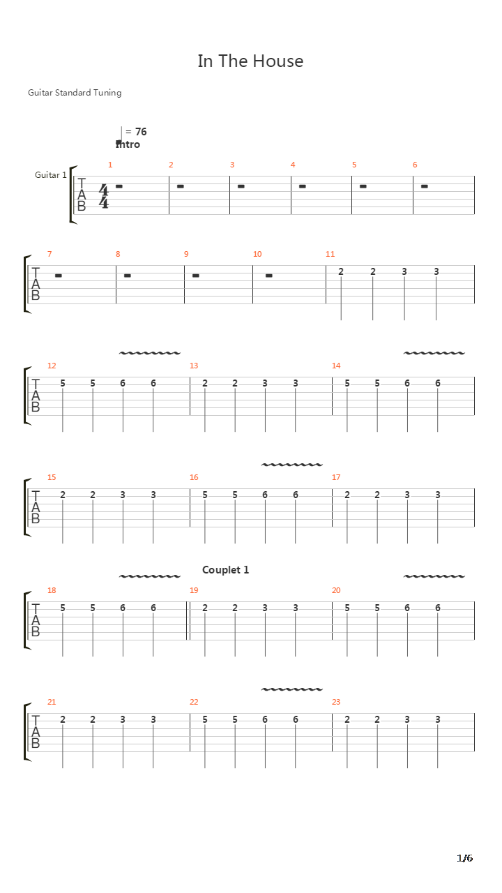 In The House In A Heartbeat吉他谱