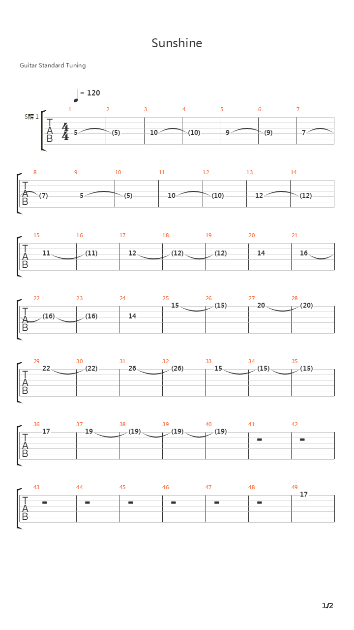 The Surface Of The Sun吉他谱