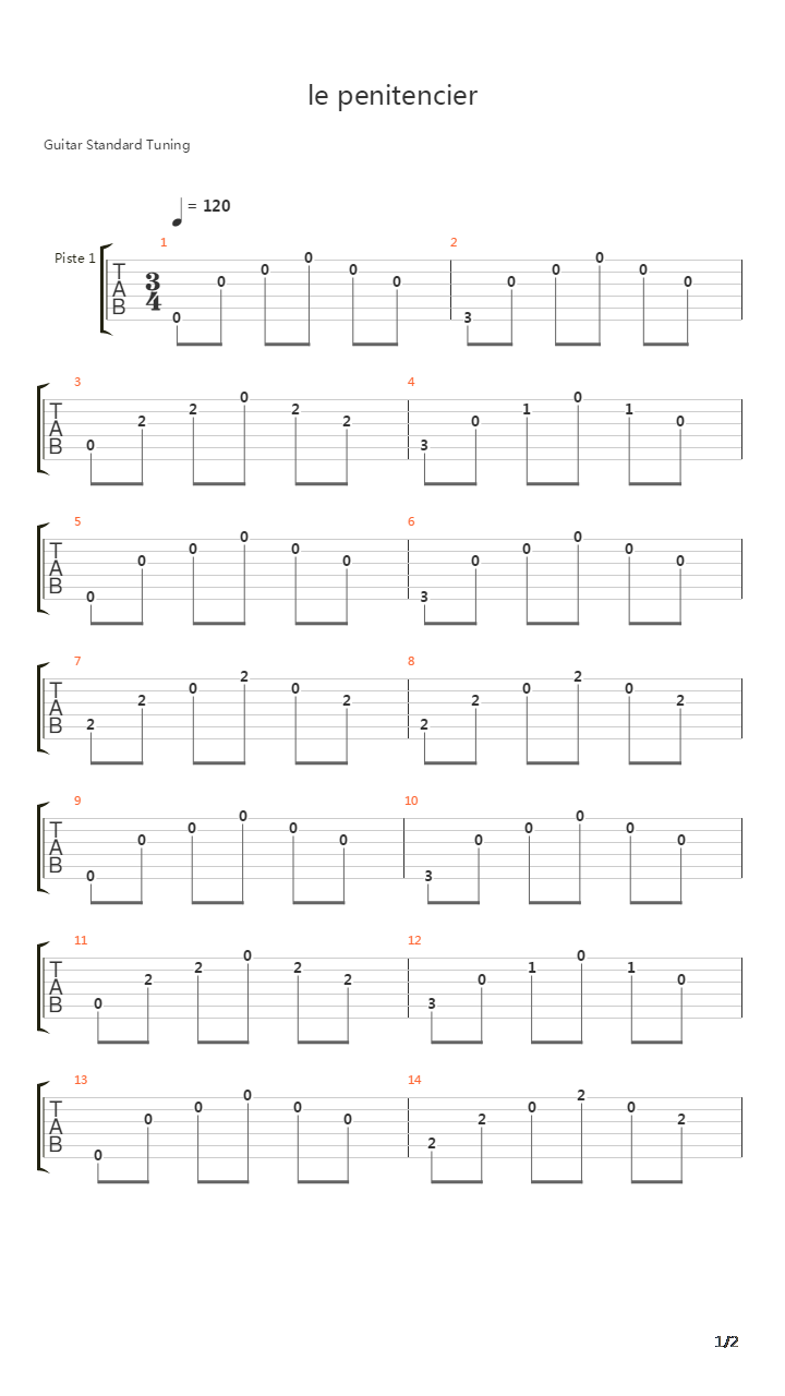 Le Penitencier吉他谱