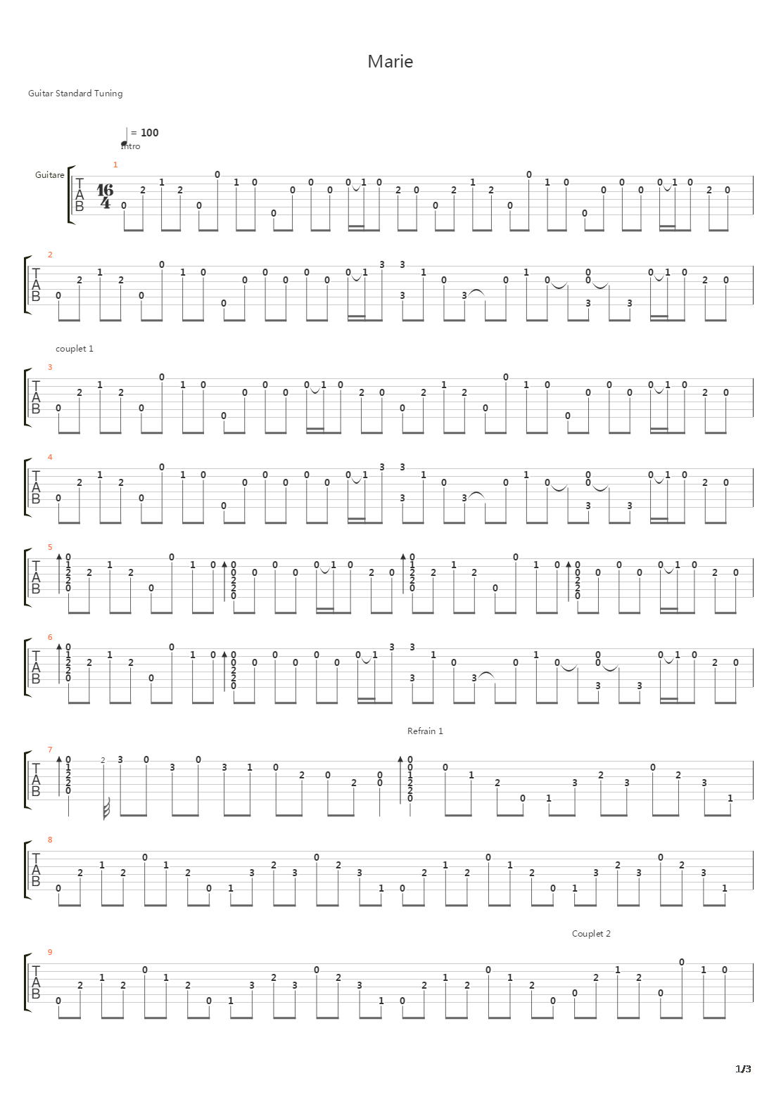 Marie吉他谱