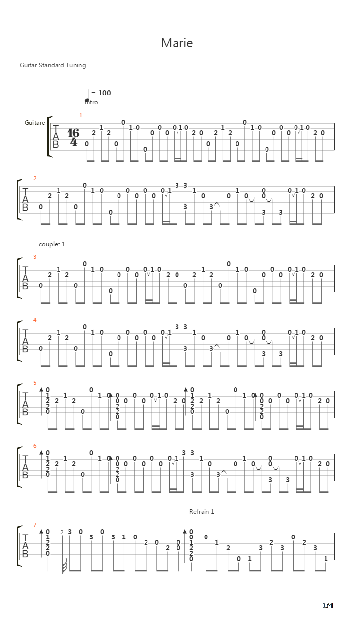 Marie吉他谱