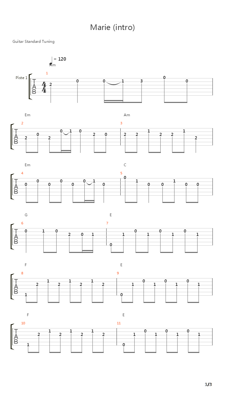 Marie吉他谱