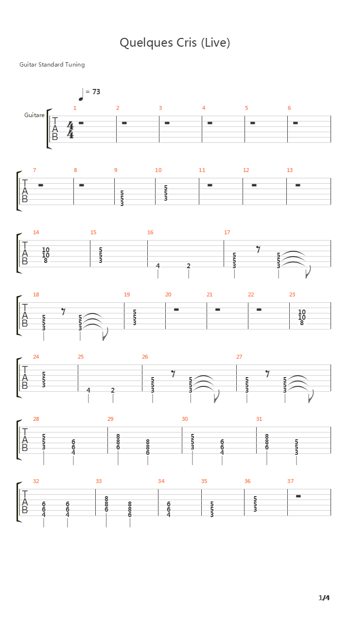 Quelques Cris吉他谱