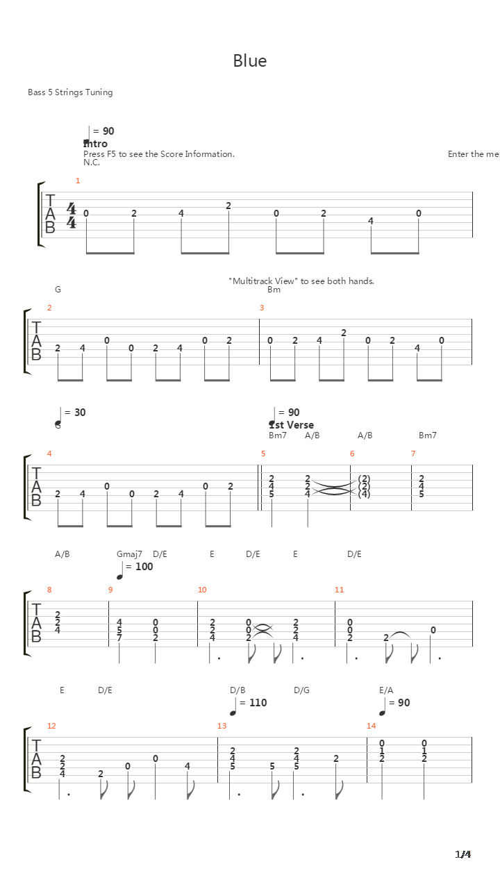 Blue吉他谱