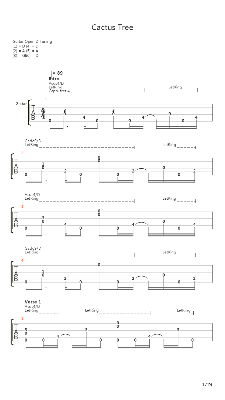 Cactus Tree吉他谱