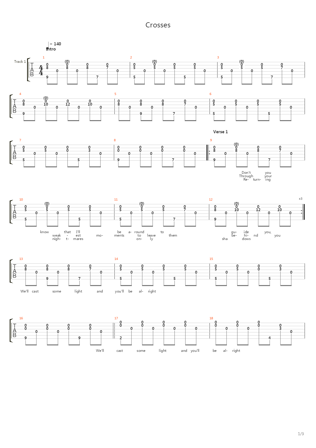 Crosses吉他谱