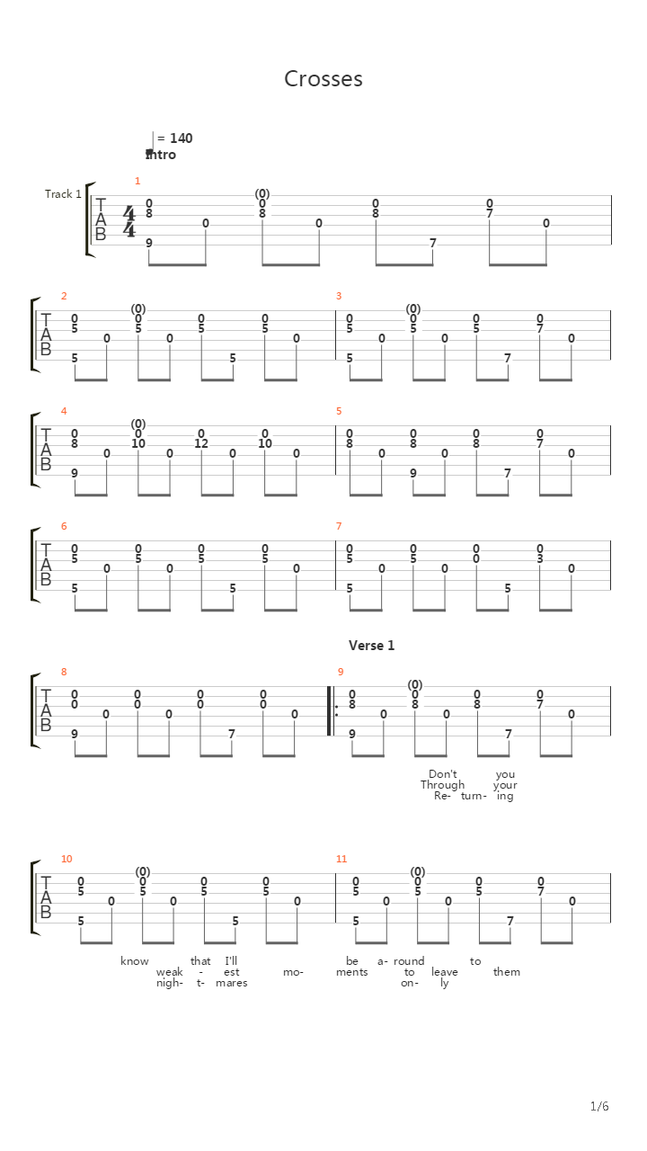 Crosses吉他谱