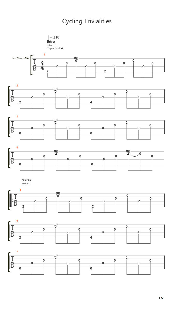 Cycling Trivialities吉他谱