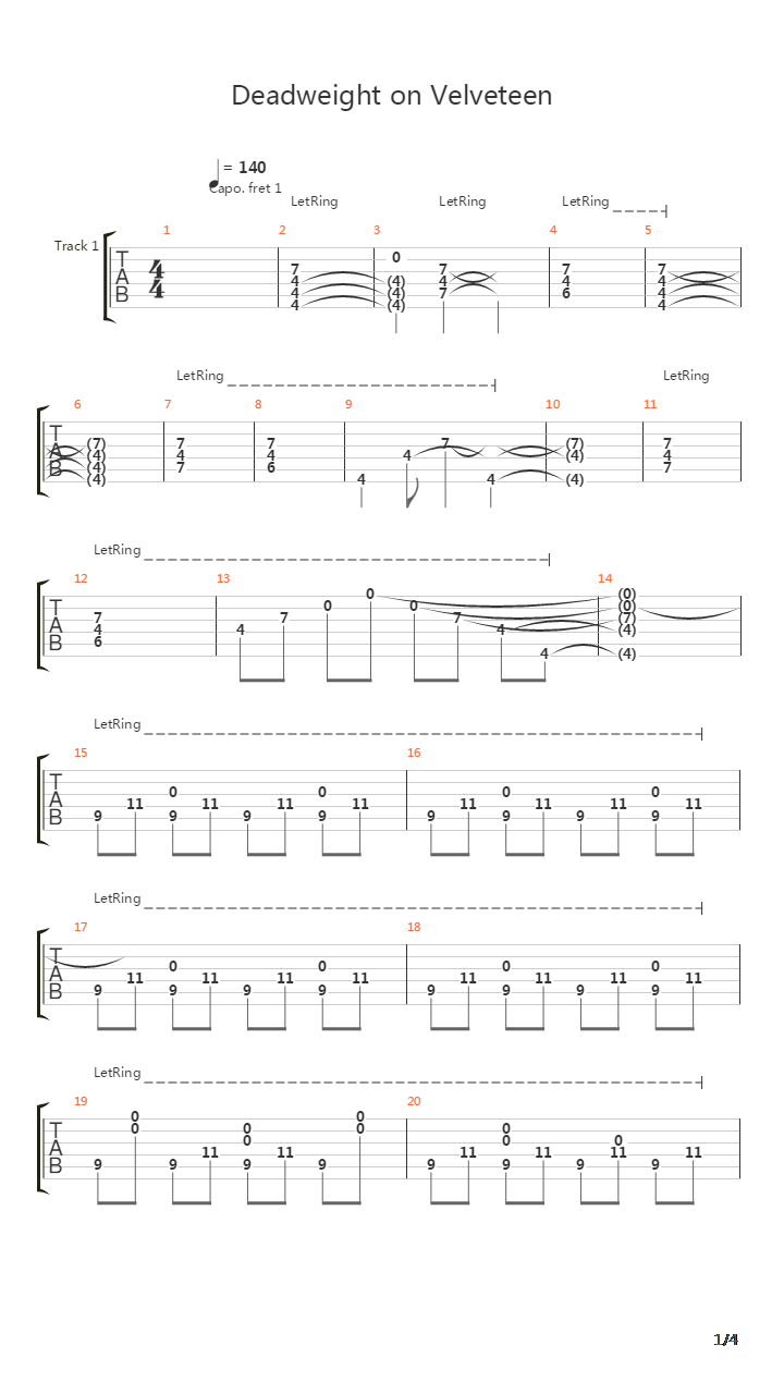 Deadweight On Velveteen吉他谱