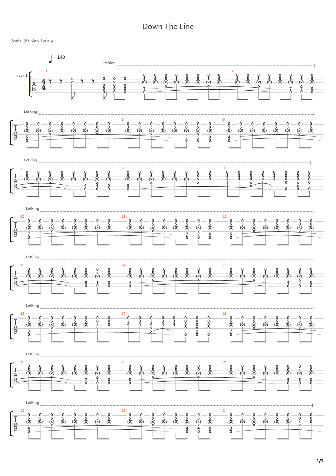 Down The Line吉他谱