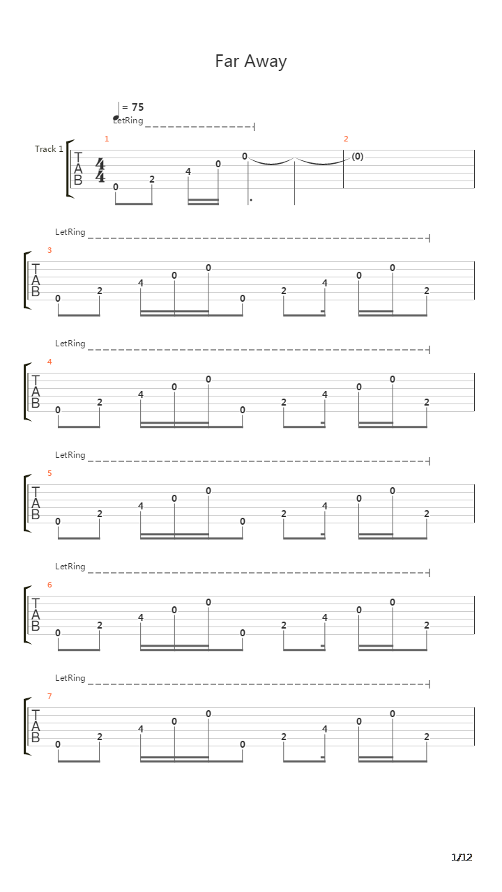 Far Away吉他谱