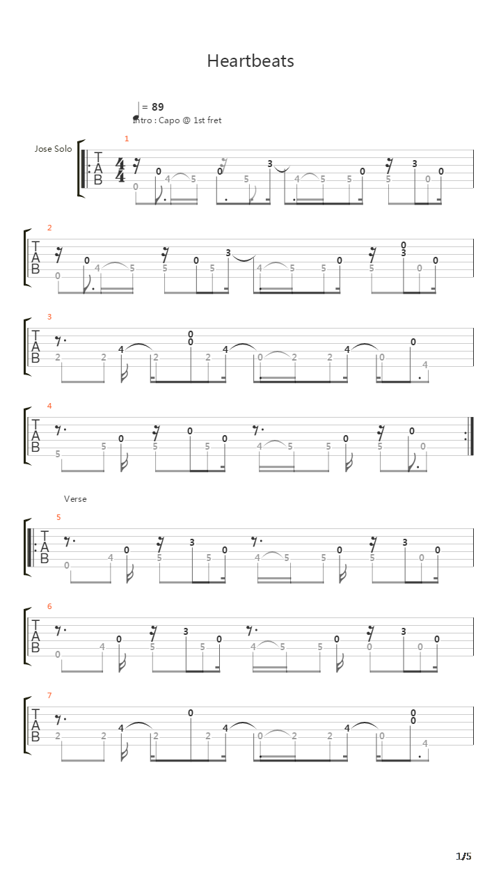Heartbeats吉他谱