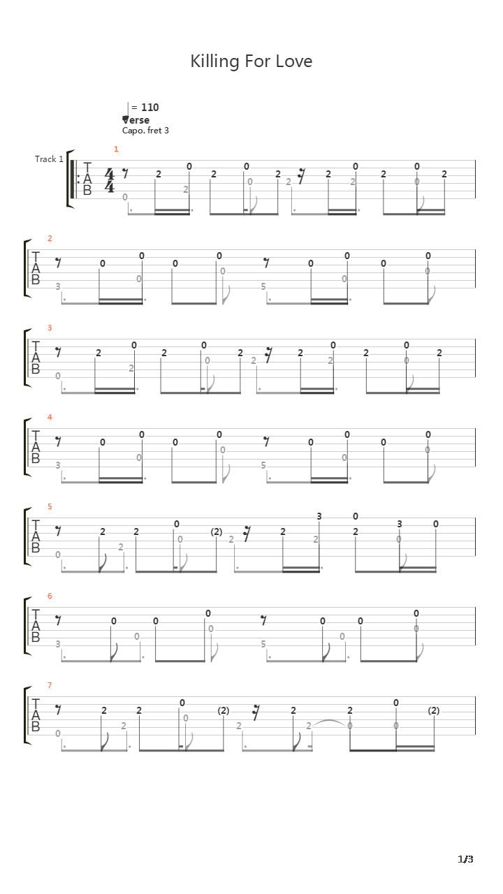 Killing For Love吉他谱