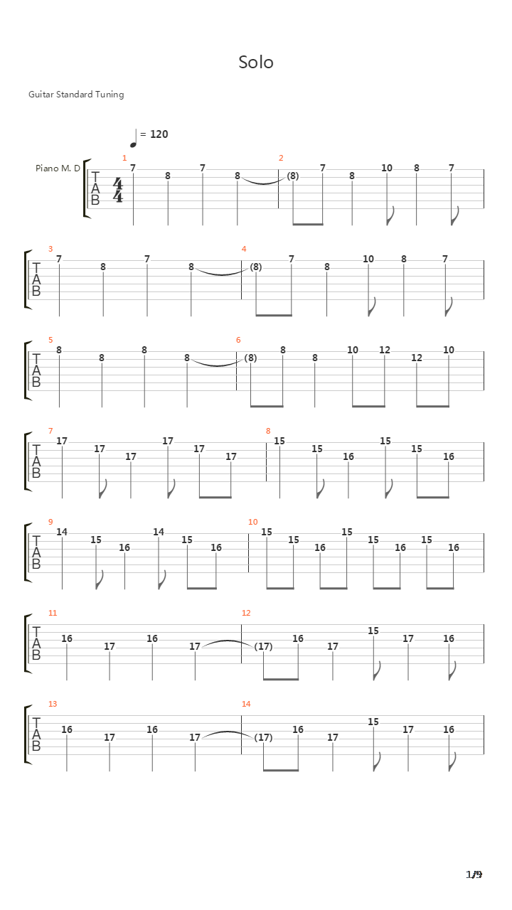 Solo吉他谱