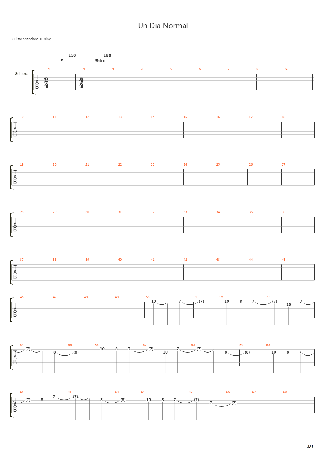 Un Dia Normal吉他谱