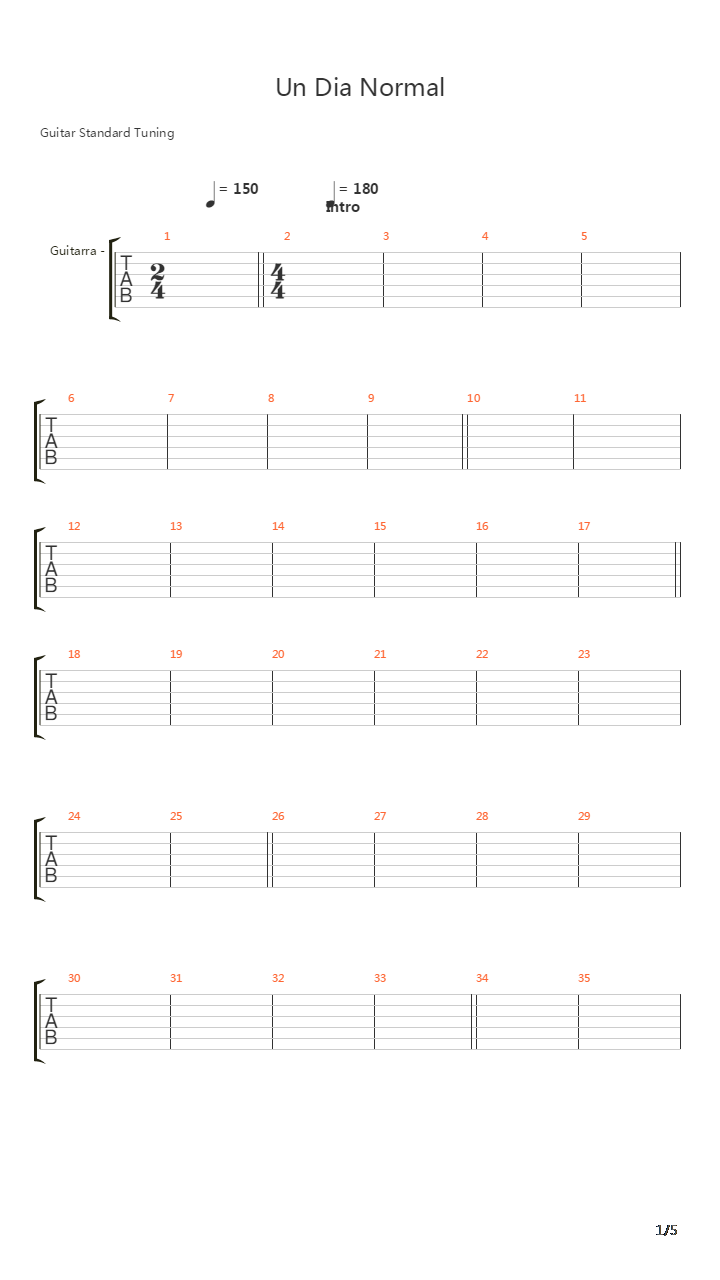 Un Dia Normal吉他谱