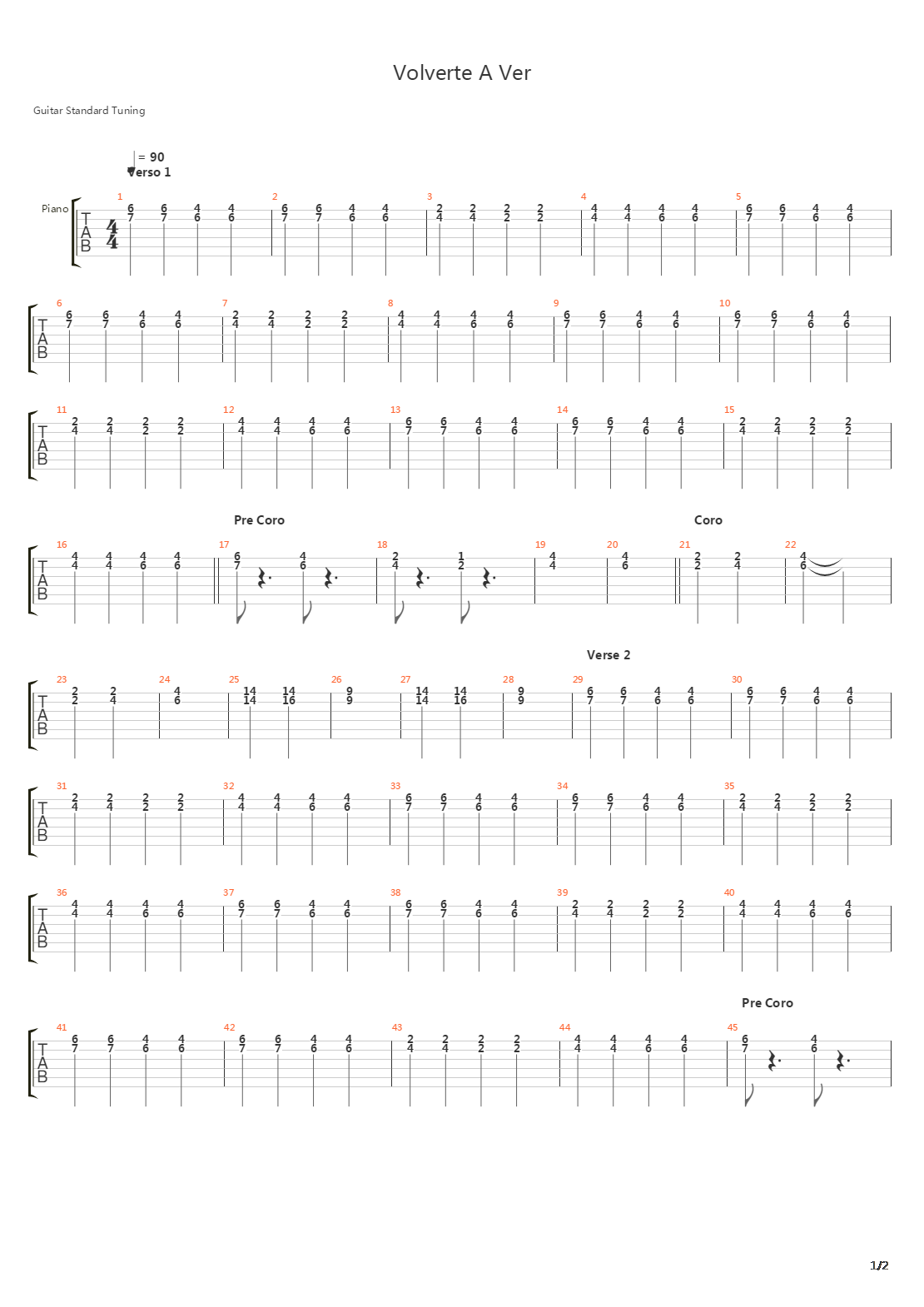 Volverte A吉他谱