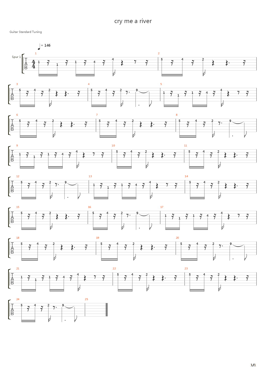 Cry Me A River吉他谱
