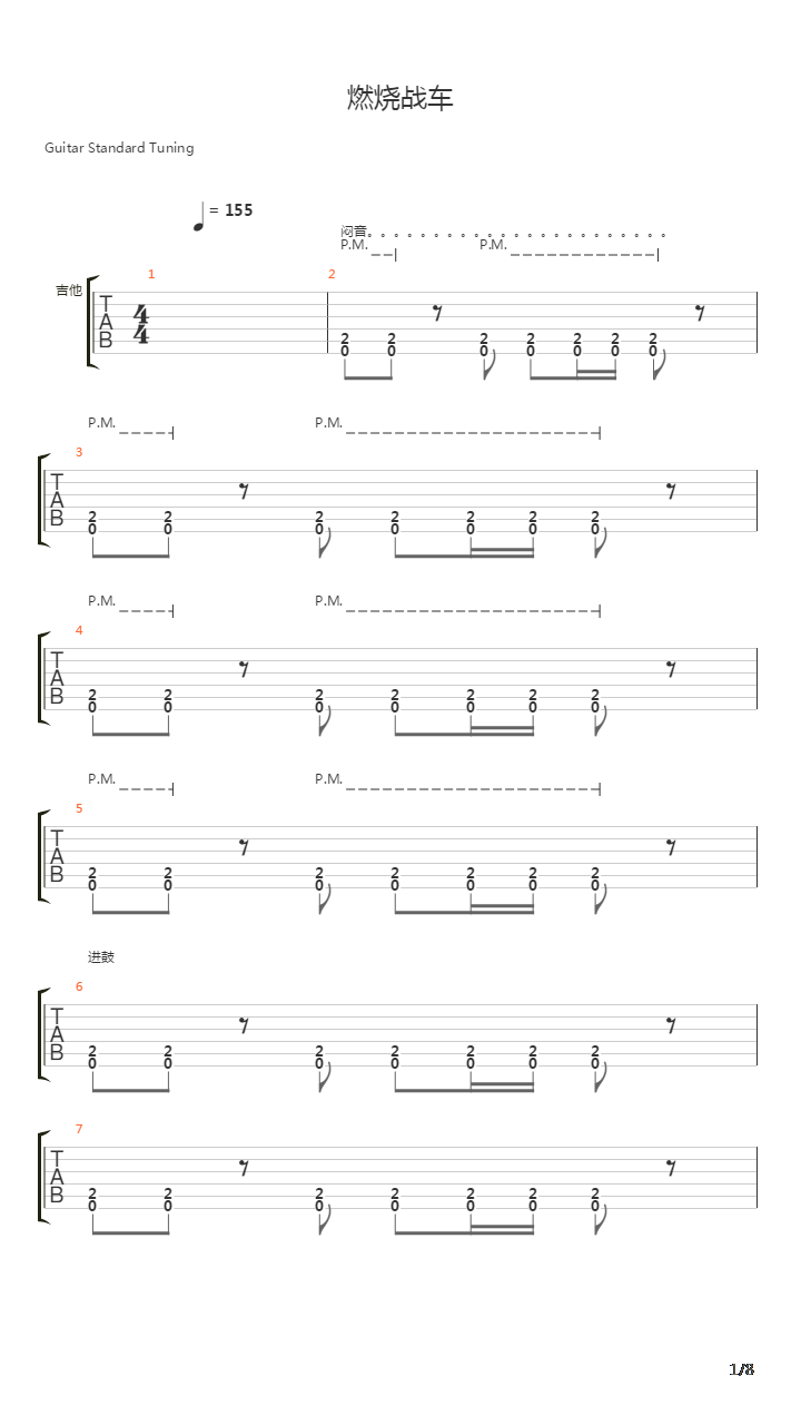 燃烧战车吉他谱