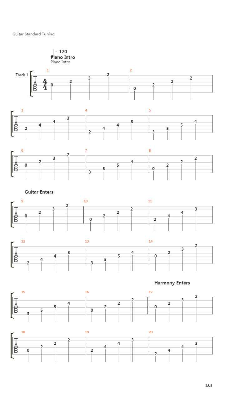 卡农(Canon in D Major)吉他谱