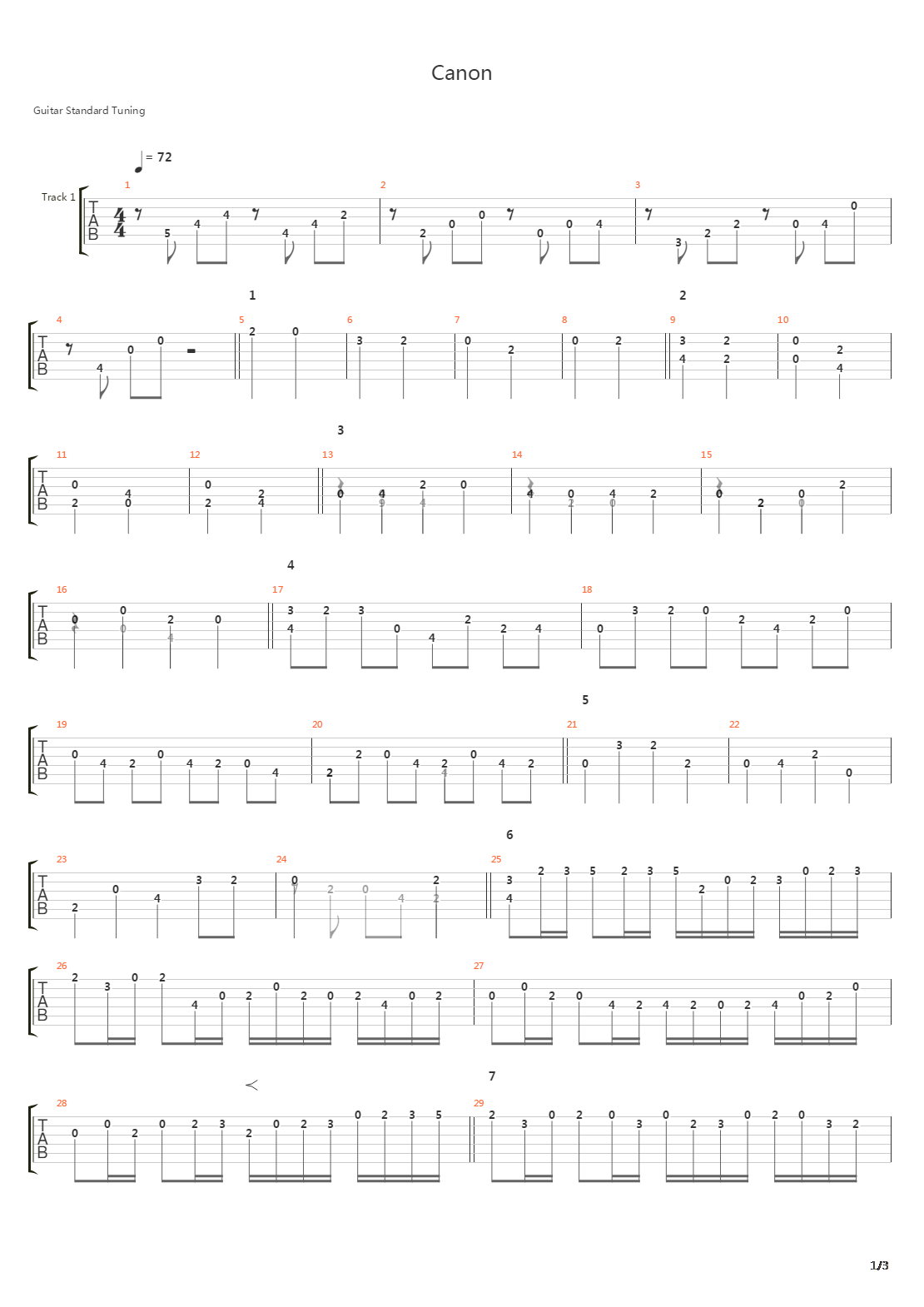 卡农(Canon in D)吉他谱