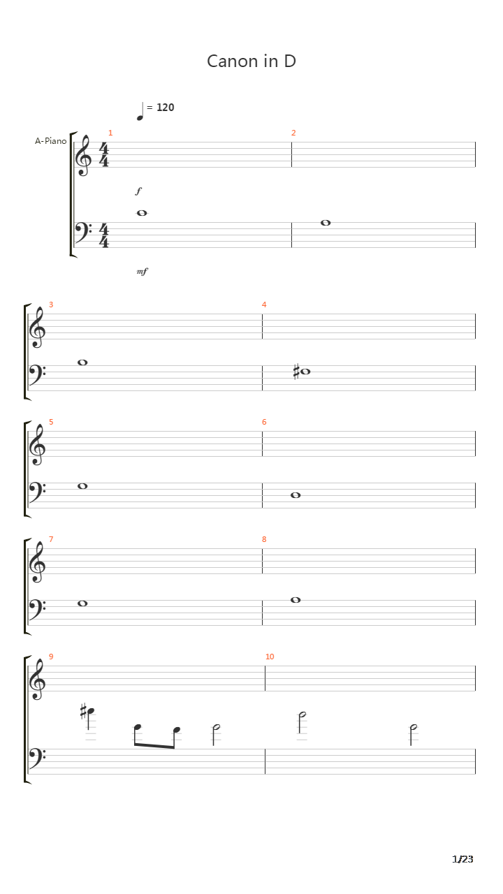 卡农(Canon in D)吉他谱