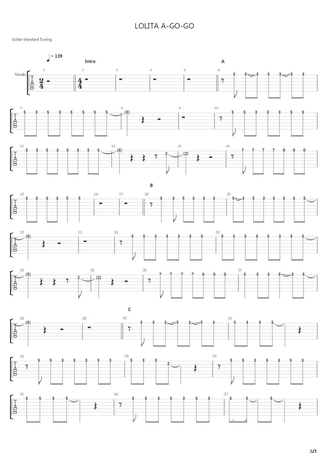 Lolita A Go Go吉他谱