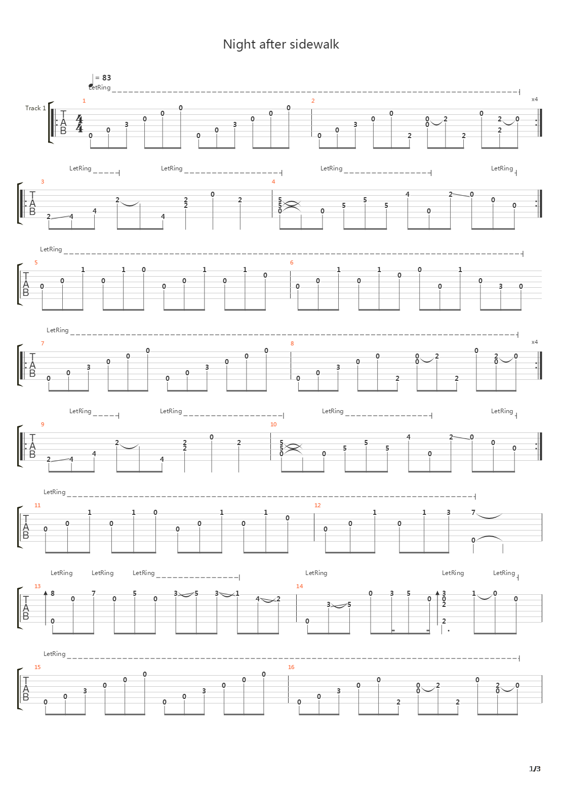 Night After Sidewalk吉他谱