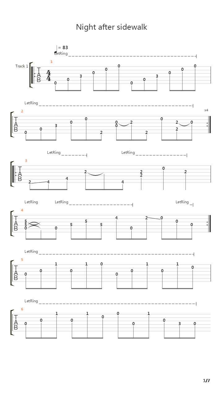 Night After Sidewalk吉他谱