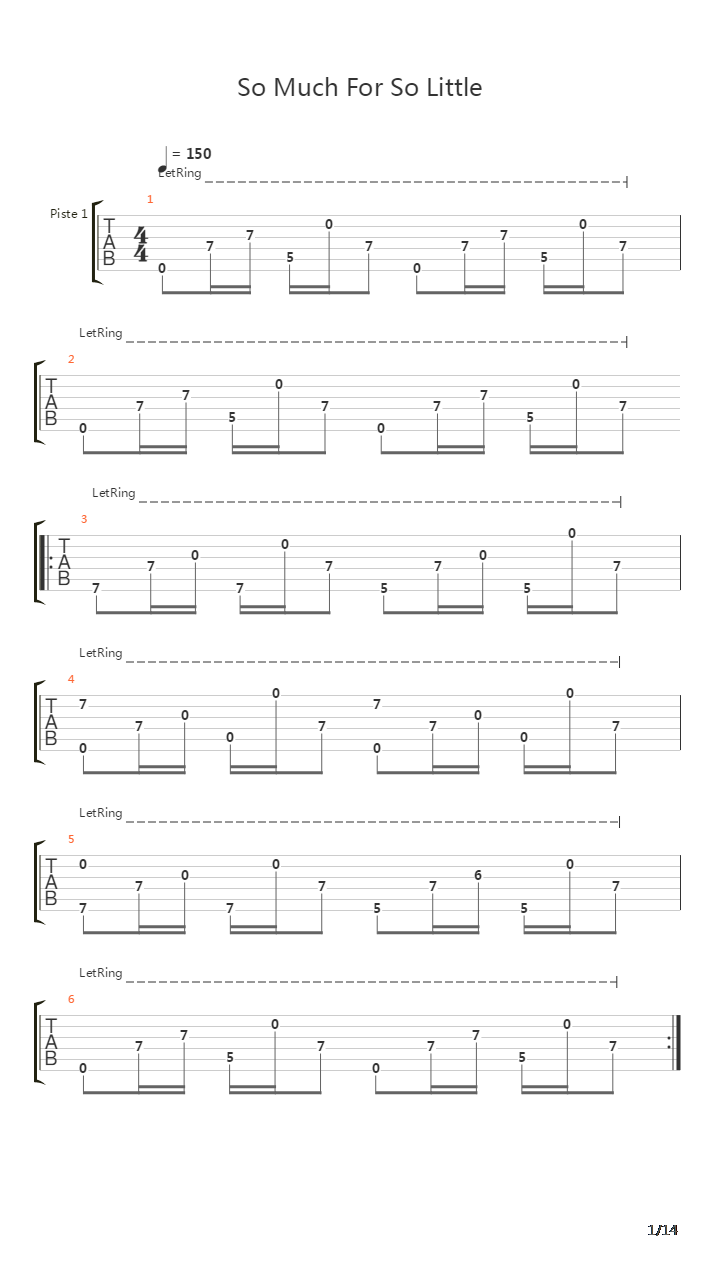 So Much For So Little吉他谱