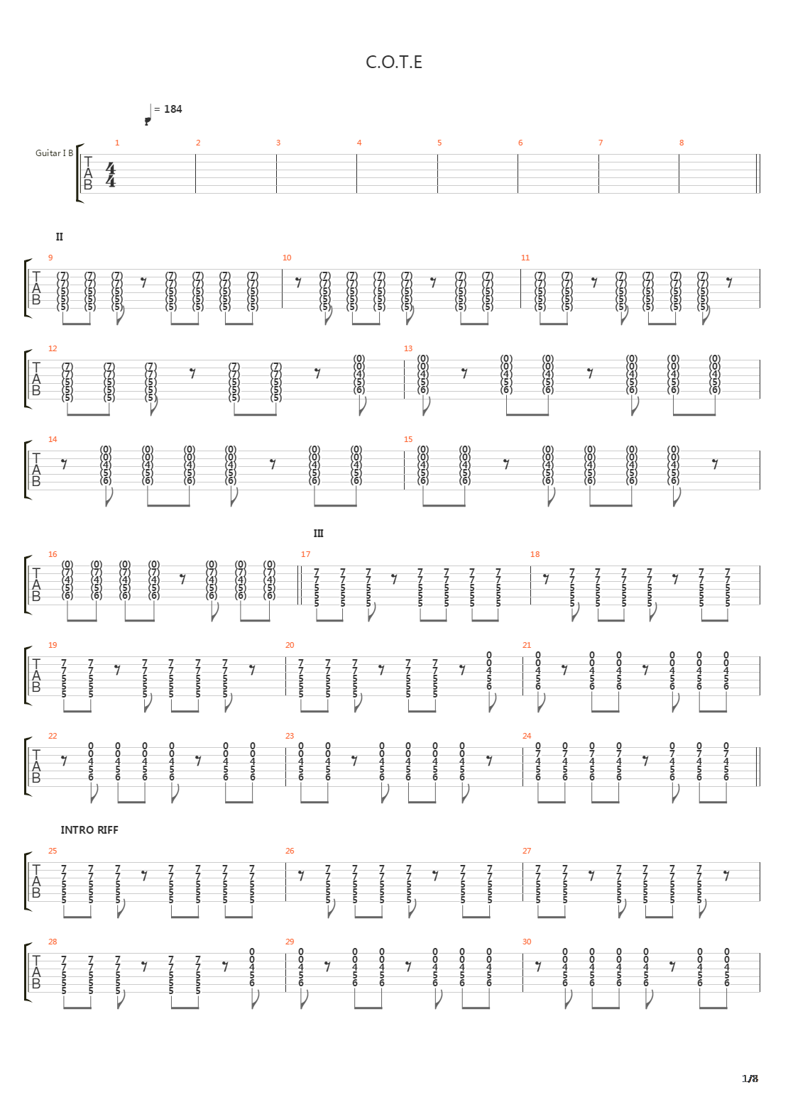 Cote吉他谱