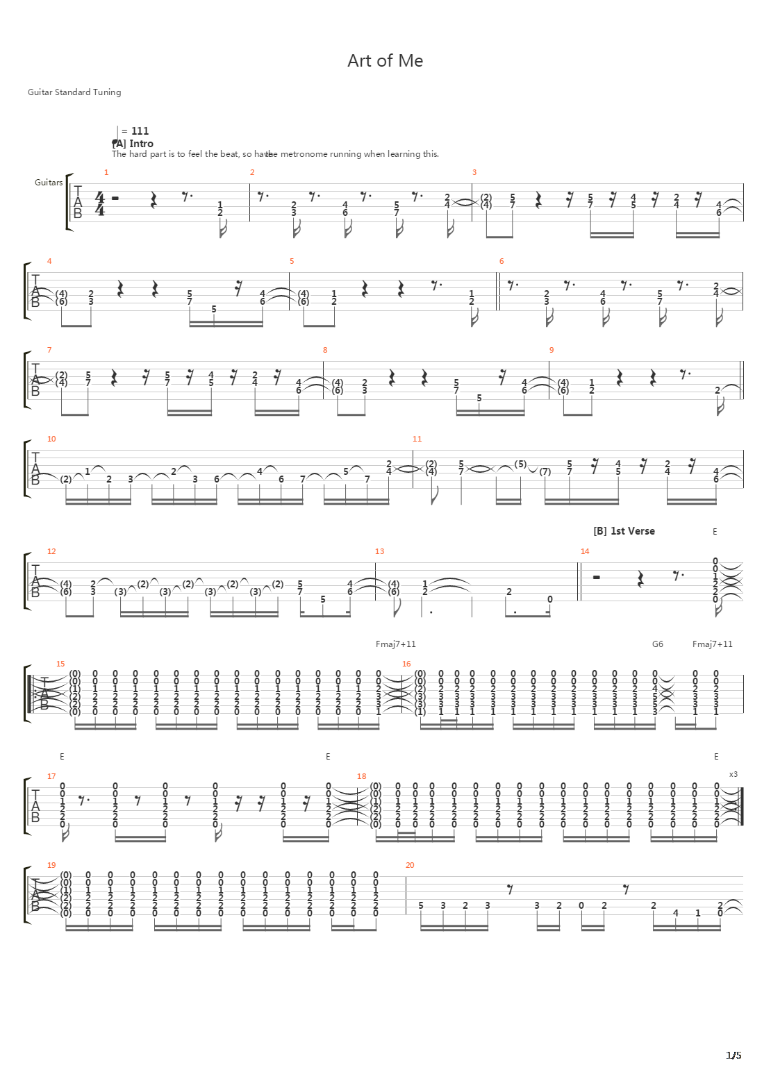 Art Of Me吉他谱