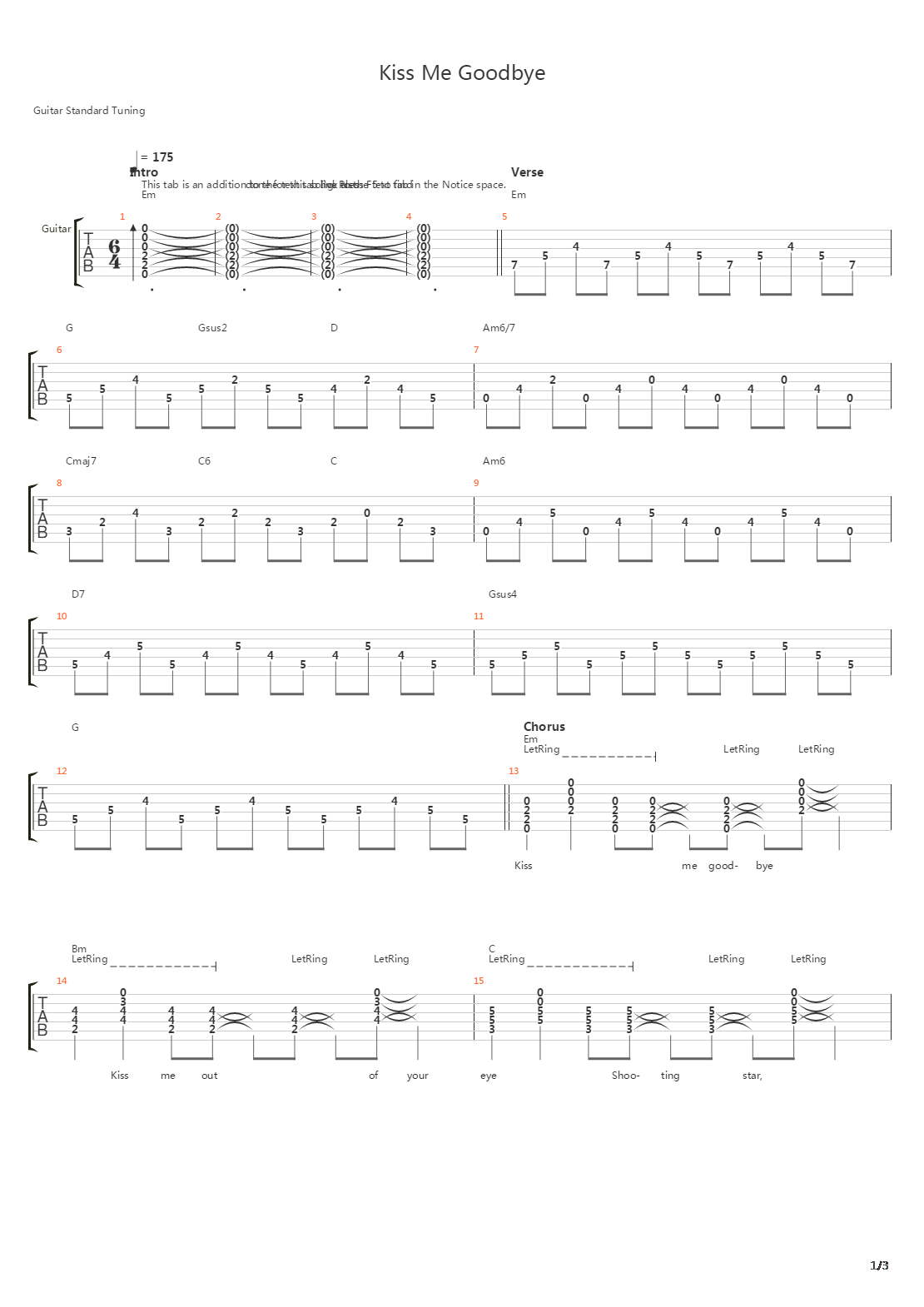 Kiss Me Goodbye吉他谱