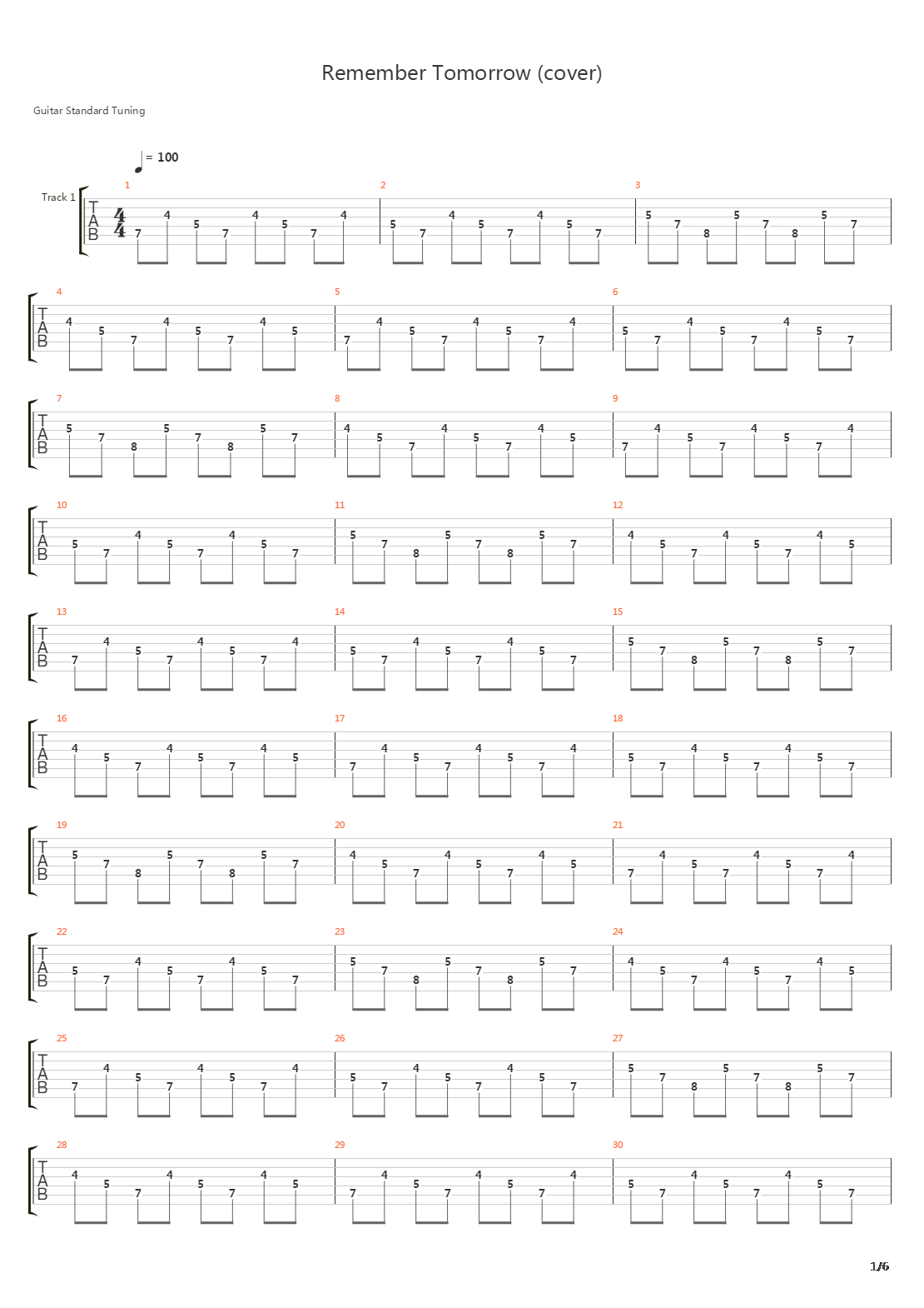 Remember Tomorrow吉他谱