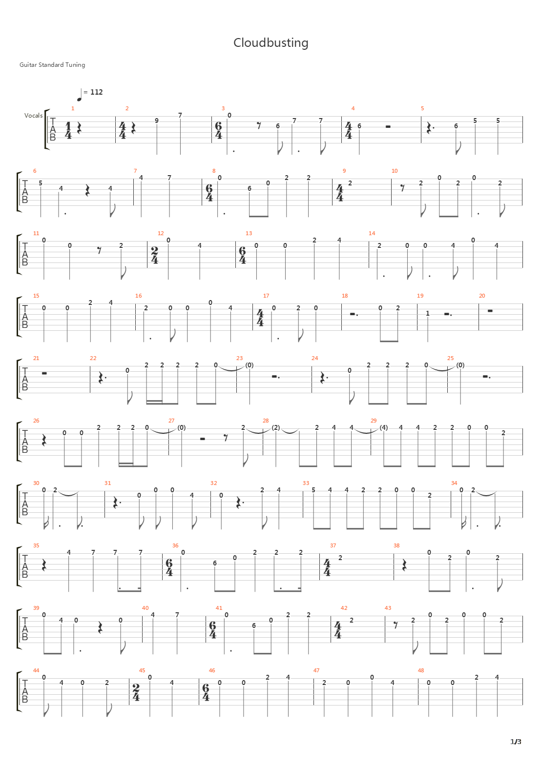 Cloudbusting吉他谱
