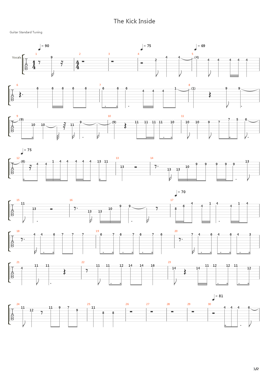 The Kick Inside吉他谱