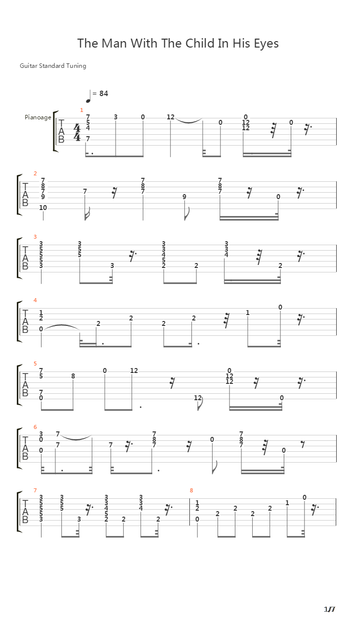 The Man With The Child In His Eyes吉他谱