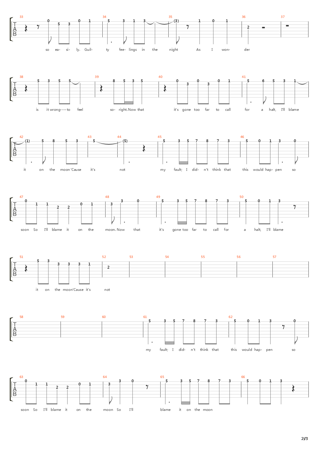 Blame It On The Moon吉他谱