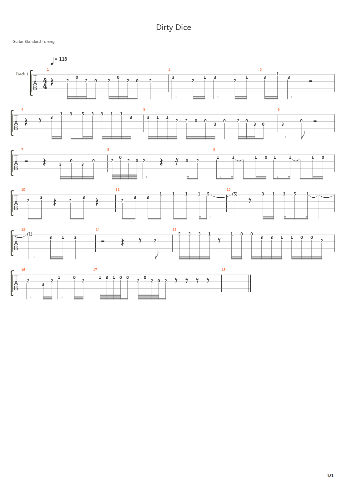 Dirty Dice吉他谱