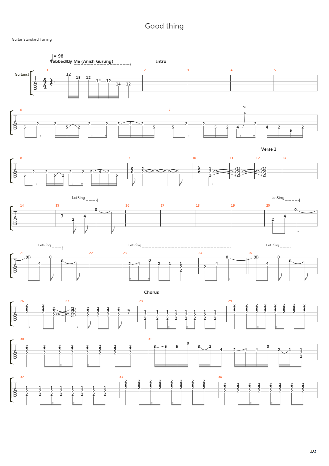 Good Thing吉他谱